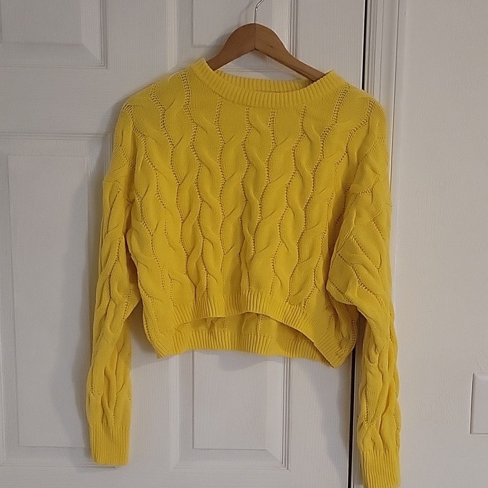 Yellow Cable Knit Sweater